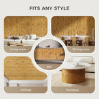 OUZUGIE 2 Pack 96x24 Inch Natural Bamboo Wall Panel – Yellow Burned Pole Wrap Paneling for Walls, Ceilings, Cabinets, Furniture – Ideal for Bedroom, Living Room & Office DIY Decor