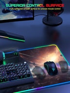 TopMade Wireless Charging Mouse Pad, RGB Gaming Mousepad Home Office Desk Pad, 31.5” x 15.8” Large Desk Mat, Waterproof Keyboard Pad, Cosmic Planet (Includes 20W PD Power Adapter & 6.56ft Woven Cable)
