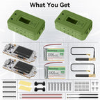 Meshnology 2 Set ESP32 LoRa V3 Module Board with 915 MHz Antenna + 3000mAh Battery + Case - WiFi Blue Tooth SX1262 CP2102 0.96” OLED Display Type C for Ar duino Meshtastic IoT (N35, Green)
