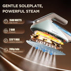 Newbealer Steam Generator Iron, 1500W Turbo Steamer for Clothes, 2 Bar Pressure Clothes Iron, 4 Steam & 4 Dry Heat Modes, Fast Heat-Up, 350ml Detachable Tank, Auto-Off, Self-Cleaning (Green)