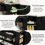 Vavkorkula TV Stand for 65 Inch with 2 Large Drawers & Hidden Storage Cabinets, Modern Farmhouse Entertainment Center Television Stands for Living Room Bedroom, Black