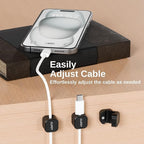 Clipzy 6 Pack Magnetic Cable Clips & Cord Holder, Under Desk Cable Management, Adhesive Wire Holder Keeper Organizer for Home Office Computer Desk Phone Car Wall Desktop Nightstand - Black