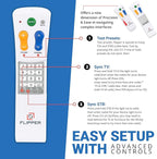 Flipper Big Button Universal TV Remote for Seniors, Dementia - Works Both TV Only or TV & Cable (STB) Set Up - Favorites, IR Devices Spectrum, Xfinity, Samsung, Vizio, LG [Does not Work Streaming]