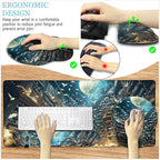LIMKRIAN Anime Book Mouse Pad Set Large Desk Matt for Desktop, Ergonomic Mouse Pad with Wrist Rest, Gaming Mousepad Wrist Support Keyboard Mat Cup Coaster Set Cute Desk Accessories for Women Girl