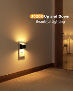 VOLISUN Night Lights Plug into Wall, 2 Pack Up and Down LED Night Light with Dusk to Dawn Light Sensor, 3000K Warm White Nightlight for Hallway, Bedroom, Bathroom, Kitchen Black