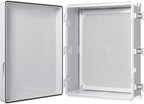 Gratury Junction Box, IP67 Waterproof Plastic Enclosure for Electrical Project, Hinged Grey Cover, Includes Mounting Plate and Wall Bracket 510×410×200mm (20"×16.1"×7.9")