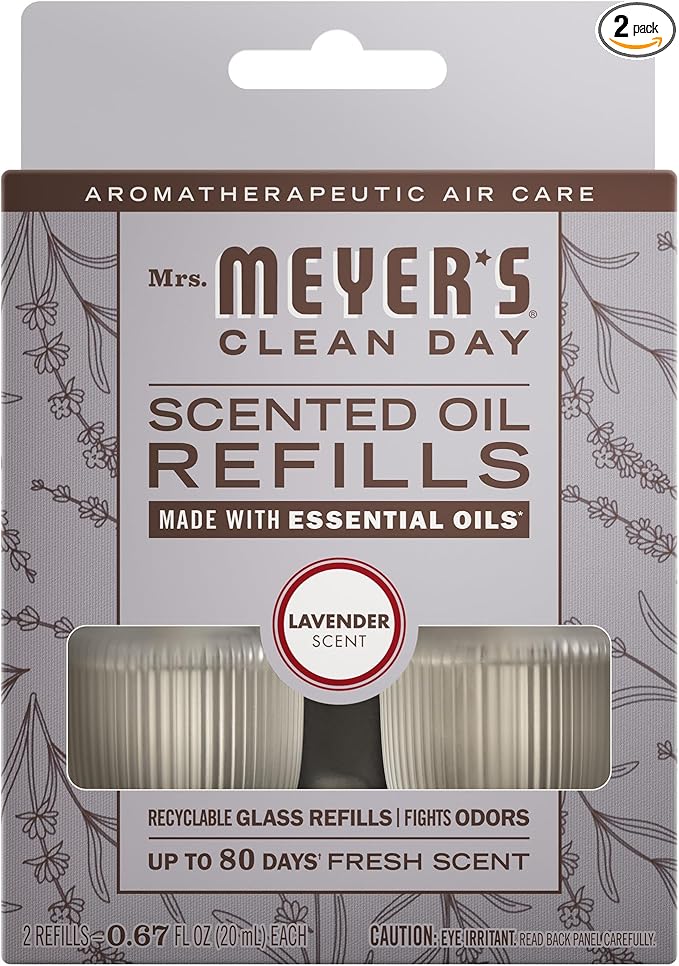 MRS. MEYER'S Clean Day Scented Oil Refills, Lavender, Contains 2 .67 fl oz Refills