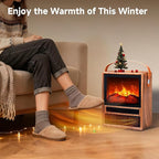 FLAME&SHADE Portable Electric Fireplace Heater for Indoor Use, Fire Place Heaters with 3D LED Flame, Overheat and Tilt Protection, Space Heater Small Fireplace for Home Office Decoration, Oak