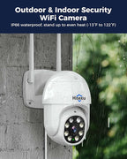 Hiseeu 2Pcs 5MP Security Camera PTZ Wireless Cameras Two Way Vioice Surveillance Camera Full Color Night Vision, IP66 Waterproof 24/7 Record for Outdoor Home Security Compatible Alexa