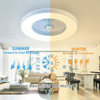 HUMHOLD 24" Bladeless Ceiling Fans with Lights and Remote/APP Control, Low Profile Ceiling Fan with 3-Dimmable Lights, Enclosed Flush Mount Ceiling Fan for Kid's Bedroom/Living Room