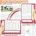 5X Full Page Magnifying Glass for Reading, Lightweight Rectangular Magnifier Provides Large Book Page Viewing Area, Handheld Magnifier for Reading Small Prints for Seniors, Low Vision-Red