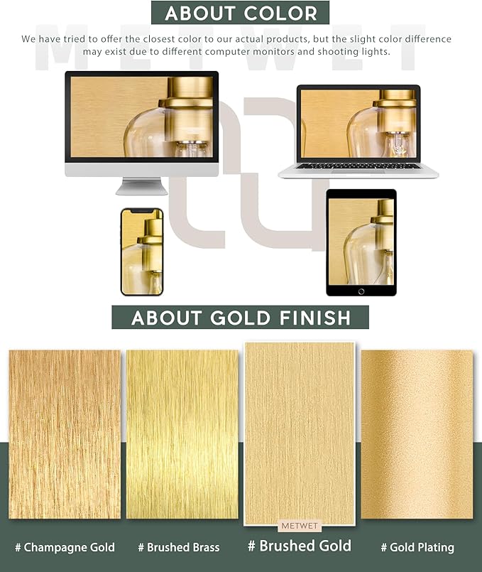 METWET Bathroom Light Fixtures, 3-Light Modern Vanity Light with Clear Glass Wine Glass-Shaped Shade, Vanity Lighting Fixtures Over Mirror, Brushed Gold, VL155-BG-3
