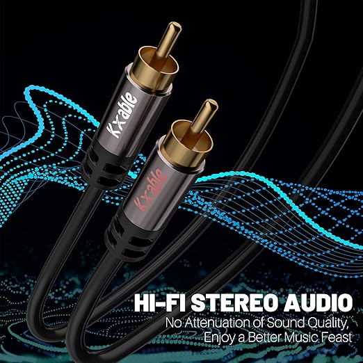 RCA Cable 4FT, 2RCA Male to 2RCA Male Stereo Audio Cable,【Oxygen-Free Copper, Hi-Fi Sound, Double Shielded】2 RCA Car Audio Subwoofer Cord for Home Theater, HDTV, Amplifier, Hi-Fi System, Speaker