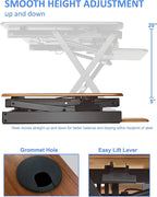 Rocelco 40" Large Height Adjustable Standing Desk Converter with Dual Monitor Mount BUNDLE - Sit Stand Up Computer Workstation Riser - Retractable Keyboard Tray - Teak Wood Grain (R DADRT-40-DM2)