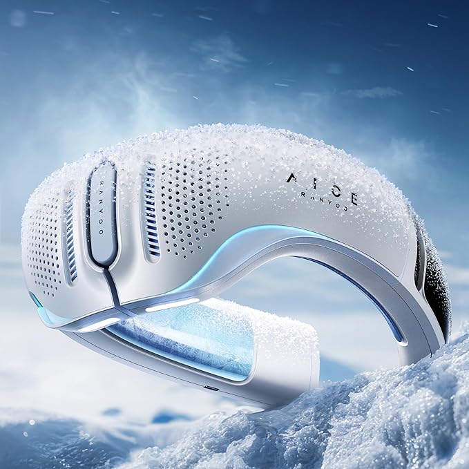 RANVOO AICE LITE Plus 2025 Max Cooling Airflow [No.1 Coolest & Most Durable] Neck Air Conditioner, Ultimate Immersive Personal AC 6000 mAh Rechargeable Neck Fan Blow Cold Air, Gifts for Mom/Dad, White