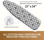 Bumkimue Ironing Board Cover and Pad, Standard Size 15x54 Inches, Blue Floral Pattern, Heavy Duty Padded, Elastic Edge, Scorch Resistant (Black and White Shell Shape)