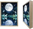 URVIP LED Glowing Photo Frame, 3D Starry-Sky Moon Animal Wall Art, 9x12 Inches Dimmable Light Up Light Painting for Bedroom, Unique Aesthetic Decor, Great Birthday Gift for Women Men
