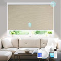 COOLWINDS Motorized Blinds with Remote Cordless Automatic Motorized Shades Custom Blinds for Windows Smart Curtains Compatible with Alexa Google Home(Blackout Sweet Latte,W58 x H72in)