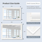 Tanmicoshomy White Shell Framed Rectangular Wall Mirrors for Bathroom, 24x36 Inch Mosaic Mirror for Bedroom Living Room or Entryway, Wall Mounted Horizontal or Vertical Hanging