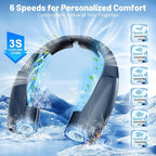 Slientspin AI Portable Neck Fan with 6 Powerful Speeds, 8000mAh Battery Operated USB-C Rechargeable Fan, Hands-Free 360° Cooling Neck Fan,Twistable,Ultra-Quiet Personal Fan Gift for Women Men(Blue)