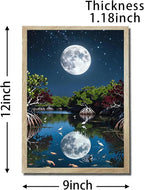 URVIP LED Glowing Photo Frame, 3D Starry-Sky Moon Animal Wall Art, 9x12 Inches Dimmable Light Up Light Painting for Bedroom, Unique Aesthetic Decor, Great Birthday Gift for Women Men
