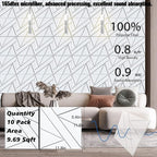 【10 Pack】 Acoustic Panels Self-Adhesive (0.4" Thick | 0.8lb/ft³ Medium Density) - 12x12 Soundproof Foam Tiles for Home Office/Wall Sound Absorption, Noise Reduction Panels Studio Use - White