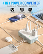 220V to 110V Voltage Converter US to Europe, 2000W Max International Power Converter with 4 USB Charging, Power Converter for European with Travel Plug Adapter