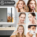 LUVODI Bathroom LED Wall Mirror: 48x24 inch Rectangle Makeup Vanity with Lights Bluetooth Speaker, Time Display, Magnifier, Anti-Fog, Memory Function, 3 Color Temperature
