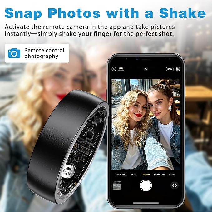 S SECRETTOP Smart Ring Health Tracker for Men Women - Sleep Tracker with Heart Rate, SpO2, Smart Health Ring for Women Men with Step Counting, IP68 Waterproof (Black 8)