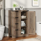 Vabches Farmhouse Bathroom Cabinet, Freestanding Storage Cabinet with 4 Drawers and 1 Door, Rustic Storage Organizer with Adjustable Shelf for Bathroom, Living Room, Entryway, Grey