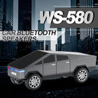 Futuristic Pickup Truck Bluetooth Speaker with LED Display Screen – Practical Gift Choice for Car Model Fans & Audio Users, TWS Stereo, FM Radio, USB/TF Playback, Front LED Headlights, Mic(Gray)