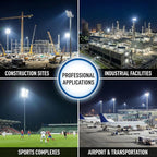 XXBSAZ 300W LED Flood Light Outdoor, High Power Plug-in & Hardwired Commercial Work Light, IP66 Waterproof 6500K Daylight for Parking Lots, Warehouses & Construction Sites (2 Pack)