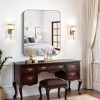 FORBATH 30x36 Inch Silver Bathroom Mirror for Over Sink, Large Rectangular Wall Mirror with Metal Frame, Rounded Corners for Bathroom, Bedroom, Entryway Decor (Horizontal or Vertical)