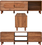 Bifins 63inch Wood TV Stand for Televisions up to 70 Inches,Mid Century Modern Entertainment Center TV Console Table with Storage and Shelf for Living Room Bedroom (Walnut)