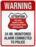 Warning 24 HR. Monitored Alarm Connected To Police Sign, 36x48 Inches, Reflective, Rust Free DiBound, Fade Resistant, Made in USA by My Sign Center