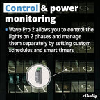 Shelly Wave Pro 2 US LR | Z-Wave Long Range 2-Channel Smart Relay Switch with Dry Contacts | DIN-Rail | Home Automation | High Compatibility | Easy Installation | iOS Android App