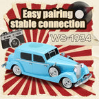 WSTER WS-1934 Retro Classic Car Bluetooth Replica Speaker – Wireless HD Sound with FM Radio,TWS Stereo,LED Party Lights,Built-in Microphone Hands-Free Call, Surprise Portable Gift for Party Use(Blue)