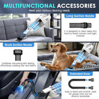 CKIKH Handheld Vacuum Cordless, 15000PA Strong Suction Hand Held Car Vacuum Cleaner Portable with Multi-Nozzles & Washable Filter, Lightweight Dust Busters Rechargeable for Home, Car, Office, Pets