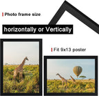 TKYGU 9 x13 Picture Frame Set of 5, 9 x13 Black Wooden Frame Wall Gallery Poster Photo frame with Shatter Resistant Plexiglass,Horizontal and Vertical Formats for Wall Hanging, best gift