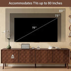 Virubi Mid-Century Modern TV Stand, Entertainment Center with 4 Doors Media Console for TVs up to 80 Inch, Television Stands with Cable Management for Living Room