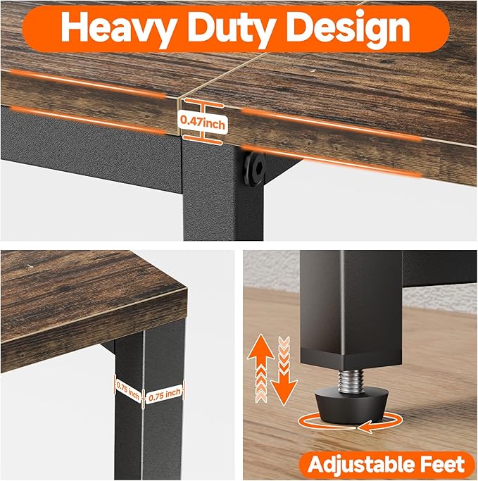 Aquzee 55 inch TV Stand, Entertainment Center for 32" 40" 43" 50" TV, Wood and Metal Television Console Table, Single Shelf Load 200lbs, Rustic Television Stands for Living Room Bedroom Gaming Room
