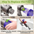 3 Packs V10 Vacuum Filter Replacement for Dyson Cyclone Series, V10 Animal, V10 Absolute, V10 Motorhead, V10 Total Clean, SV12 Series Vacuum Cleaner, Replace Part 969082-01