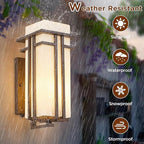 15.35"H Matte Brown Outdoor Wall Light Large Outdoor Wall Lantern Oil Rubbed Bronze Exterior Light Fixture Waterproof Metal with Frosted Glass Sconce Light for Porch Garage Front Door, Brown (Large)