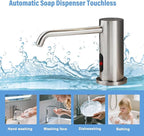 Automatic Soap Dispenser Touchless for Kitchen Bathroom Sink Built in Electric Soap Dispenser Infrared Sensors Liquid Commercial Dispenser with Bottle and Pump 33.81oz/1000ml (Brushed Nickel)