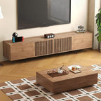 gaoyangjiaju Mid-Century Modern 94.48" TV Stand and Expandable Coffee Table Set, Large Walnut Entertainment Center with Storage for Living Room and Bedroom Furniture Decor