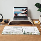 Green Gold Leaves and Branches Extended Big Mouse Pad Large,XL Gaming Mouse Pad Desk Pad,31.5x11.8inch Long Computer Keyboard Mouse Mat Mousepad with 3mm Non-Slip Base for Home Office Work