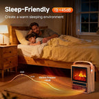 FLAME&SHADE Portable Electric Fireplace Heater for Indoor Use, Fire Place Heaters with 3D LED Flame, Overheat and Tilt Protection, Space Heater Small Fireplace for Home Office Decoration, Oak
