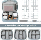 mygreen Electronics Travel Organizer, Watreproof Electronic Accessories Case Portable Double Layer Cable Storage Bag for Cord, Charger, Flash Drive, Phone, Ipad Mini, SD Card, Gifts for Him Grey