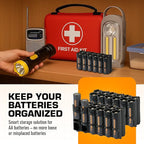 Storacell AA-12 Battery Storage Caddy and Dispenser (Pack of 2), Black, Holds 12 AA Batteries (Not Included), Durable & Compact Design, The Original Battery Caddy, Made in The USA