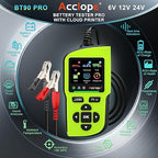Acclope BT90 PRO 2-360Ah Battery Tester with Cloud Printing, 30-3800 CCA, 6V/12V/24V Digital Analyzer, SOH/SOC/Volt/Res/Cranking&Charging Test, Real‑Time Ambient Temp, AGM/EFB/Gel/Li
